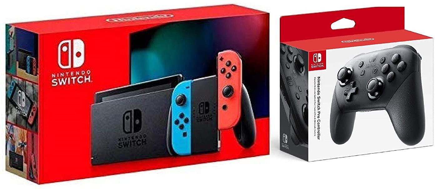 NINTENDO Switch With Neon Red & Neon Blue bundled With Switch Pro Controller 32 GB image 1