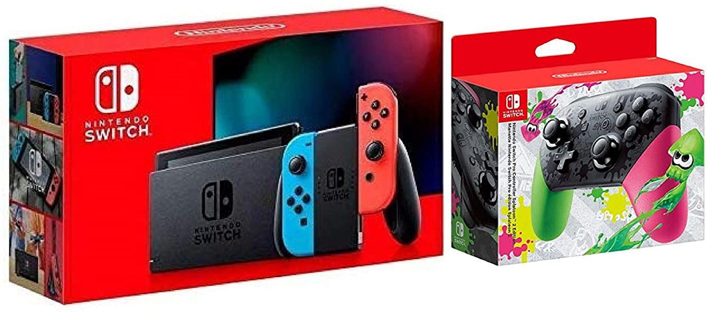 NINTENDO Switch With Neon Red & Neon Blue bundled With Switch Pro Controller Splatoon 2 - Edition 32 GB-image-13
