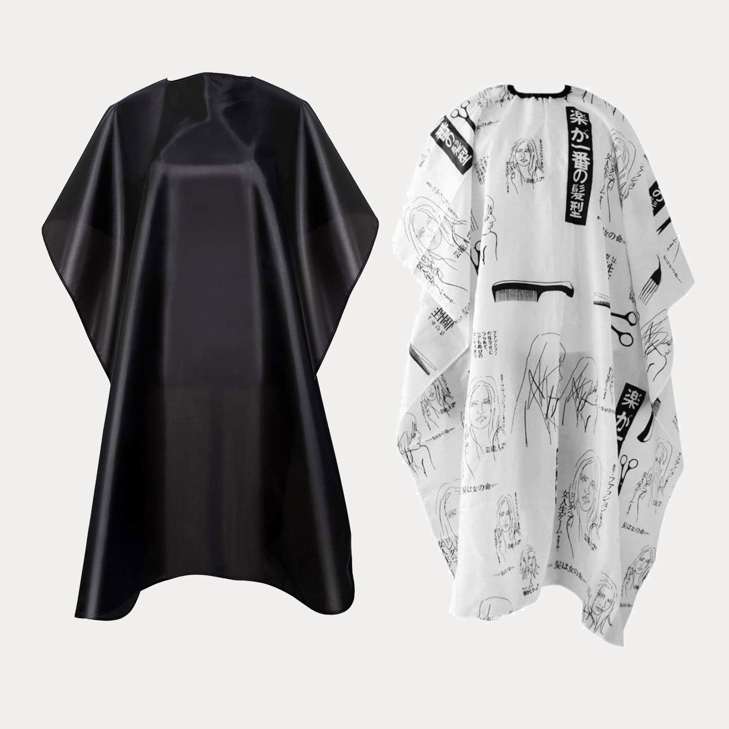Waterproof Barber Styling Cape - Professional Salon Cape for Men, Unisex Black Hair Cutting Cape with Adjustable N, 35.5 x 55 inches Hairdresser Cape for Hair Treatment - Cutting/Coloring/Perming Black And White Makeup Apron-image-46