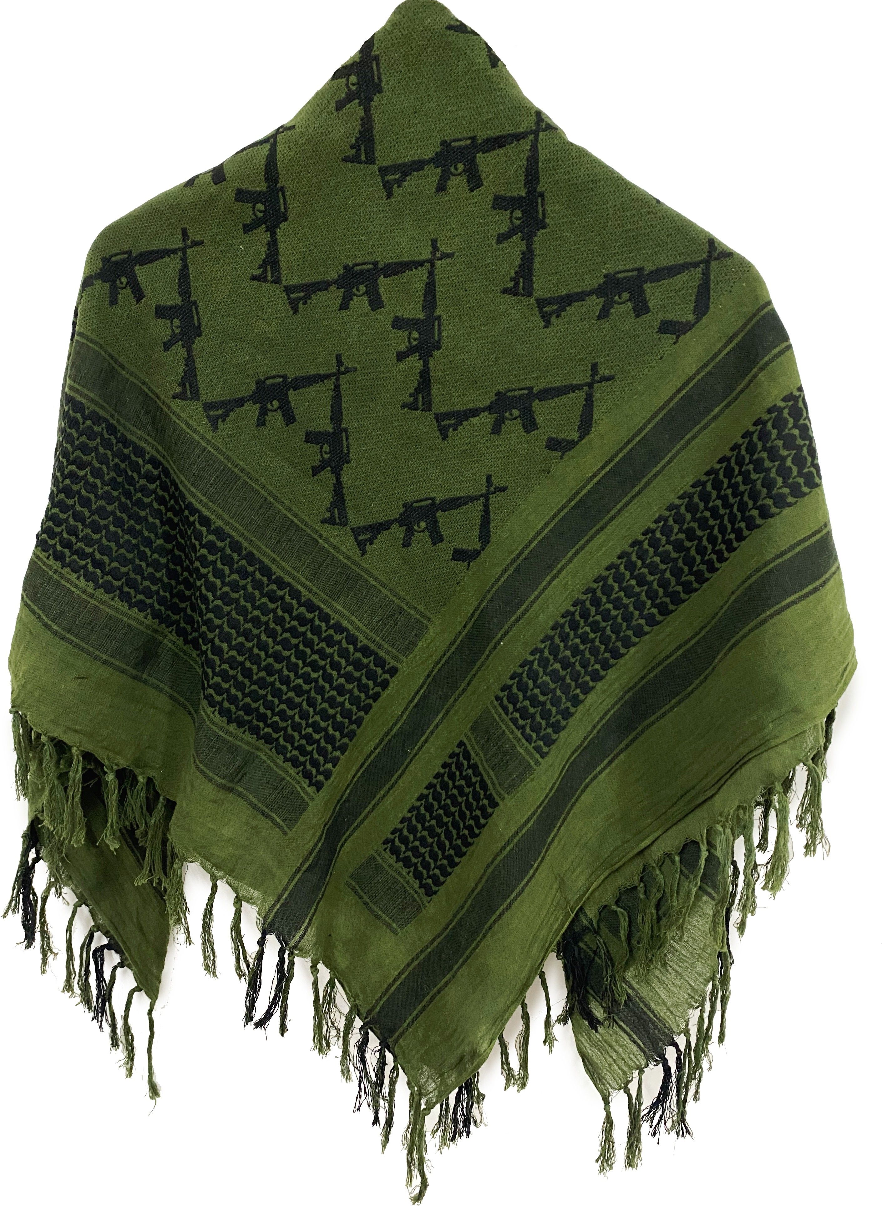Embroidered Pure Cotton Men Green, Black Scarf