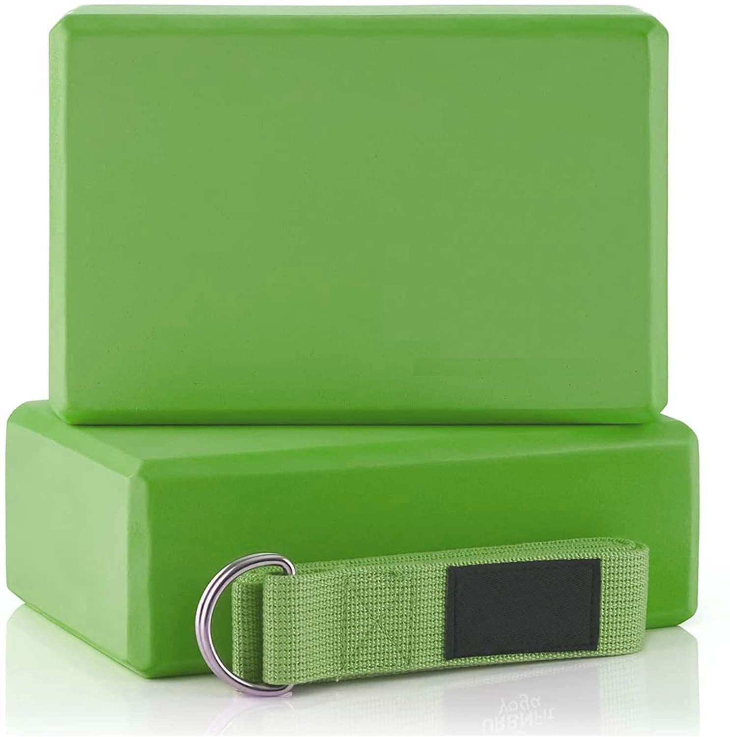 Bricks and Strap Set 2 Packs Eco Friendly Non Toxic with Belt Yoga Blocks-image-0