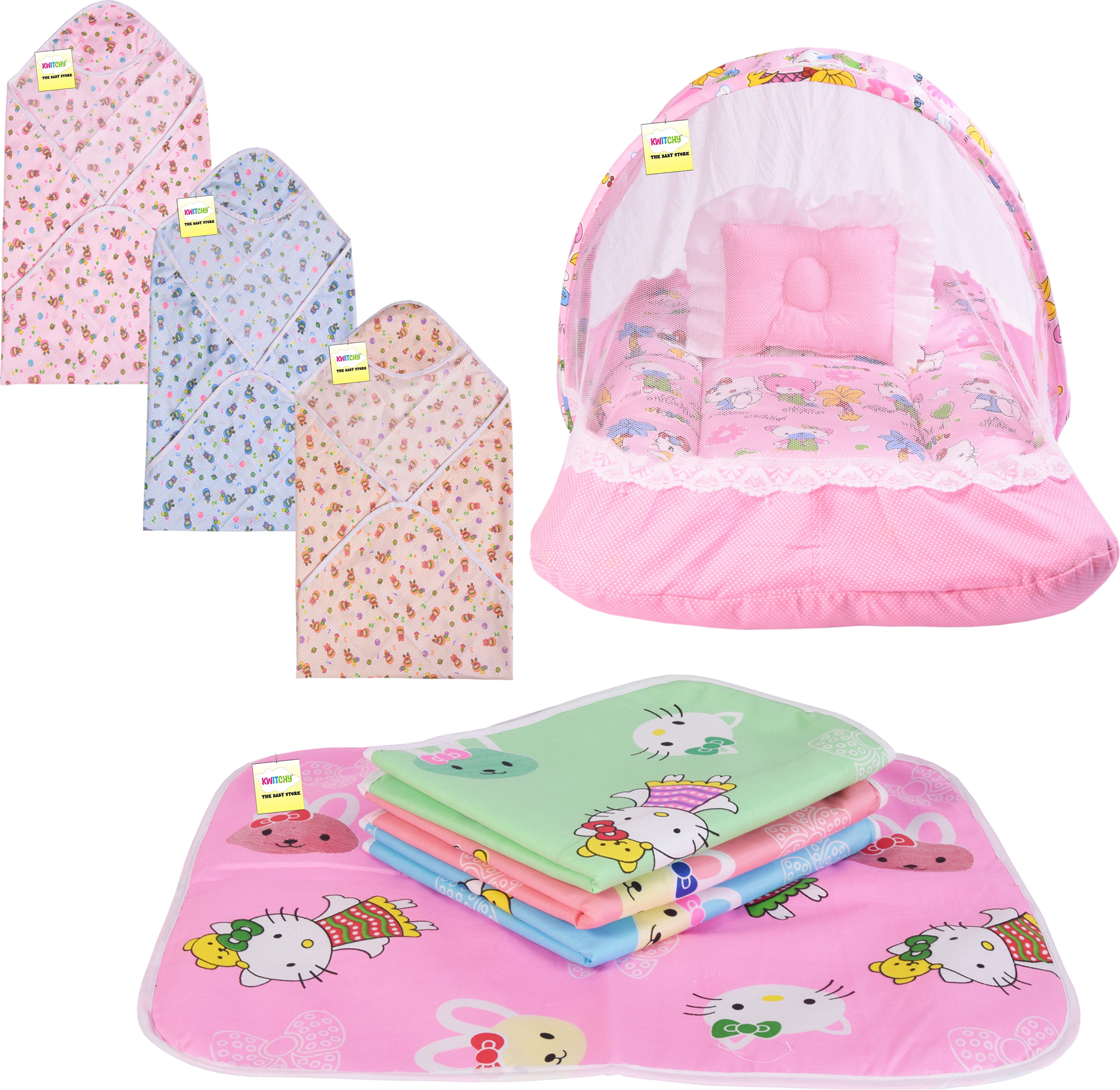 kwitchy New Born Baby Daily Essentail Combo Pack(0-6 Months)(Total Items: 8)-picture-20