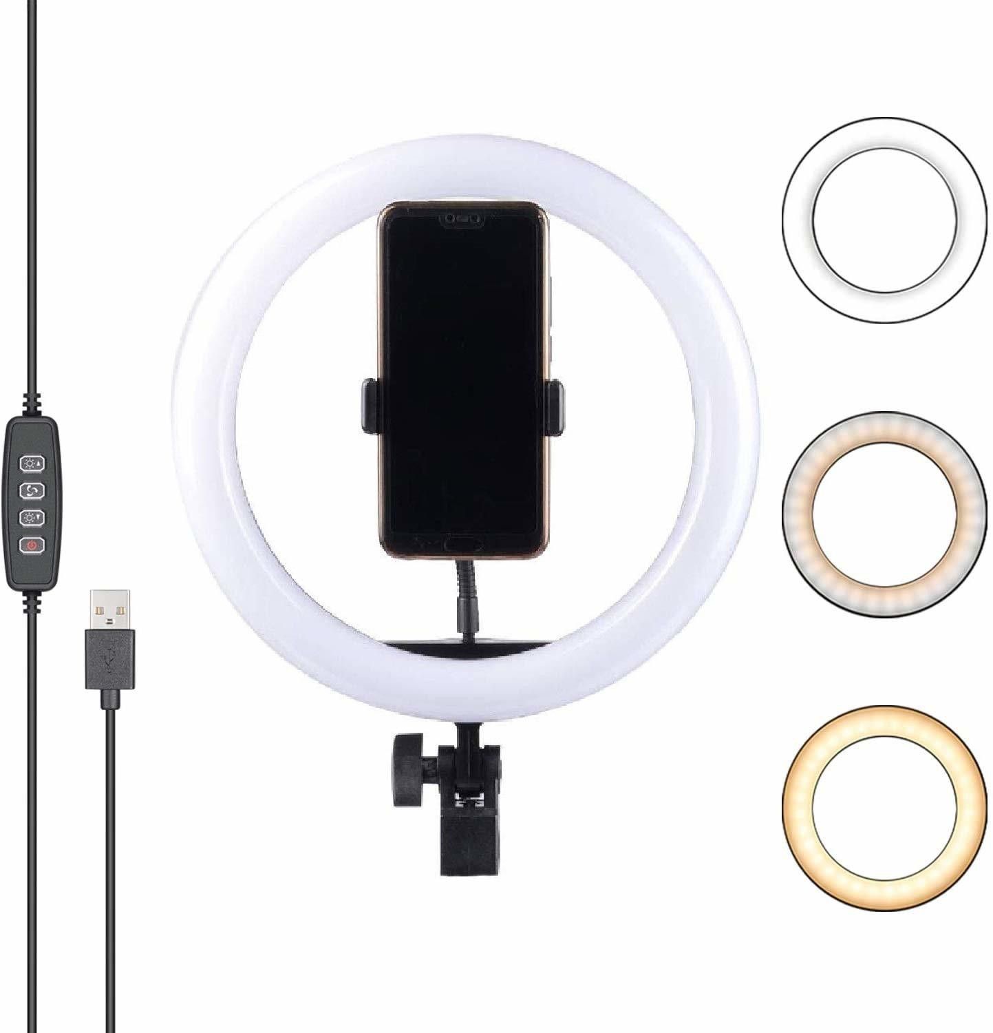 TECHEL 35 _ RT-PRO-HEAD_ LED Ring Light with Phone Holder, Round Light for Youtube Video Shooting, Tik Tok, Photography, Insta Reels Recording Circle Lights with Phone Stand, 3 Colors and 10 Brightness Level Control (10 Inch) Ring Flash-image-16