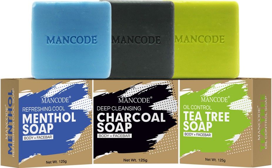 Charcoal, Tea Tree and Methol Soap, 125gm each, Pack of 3-image-2