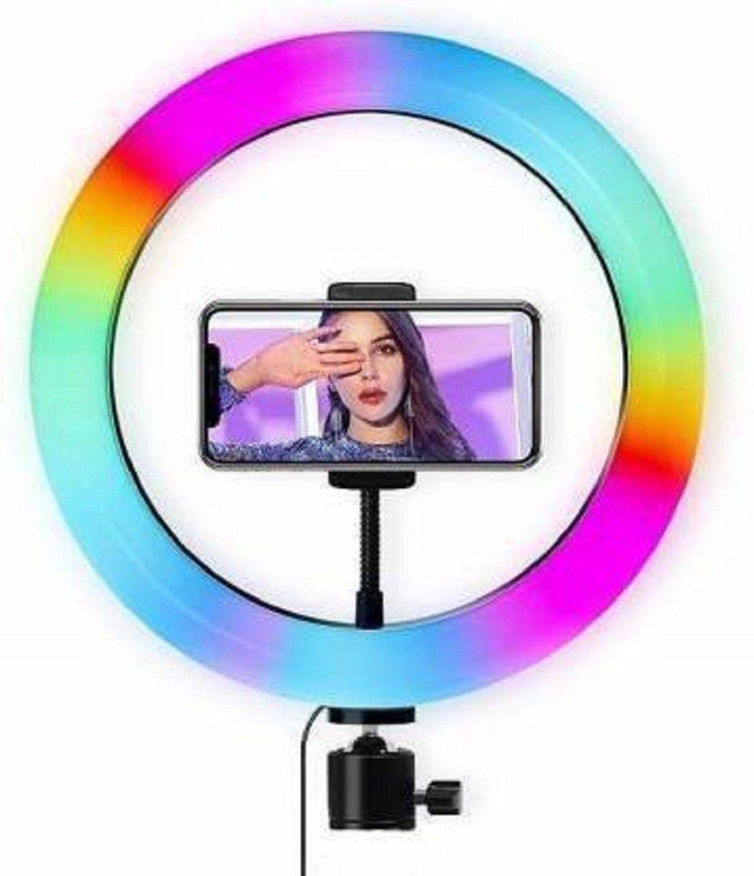 inayat 10" Selfie RGB LED Ring Light Dimmable with 21 Colours and Shutter for Live Stream for YouTube, Makeup, Photography, Video Shooting, Light for Reels, Vigo, Studio Lighting, taka Tak Videos (Without Tripod) Ring Flash-image-49