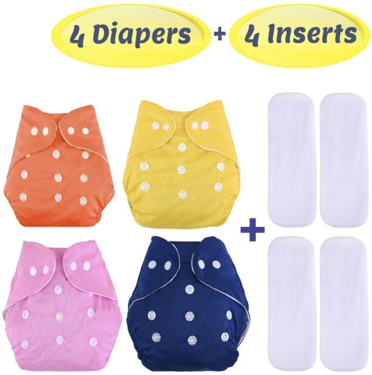 All New Trendy Cool Look Daily Use Reusable Adjustable Washable Multicolour Diaper Cover Nappy With Insert / Liner For Baby New Born To 2 Year