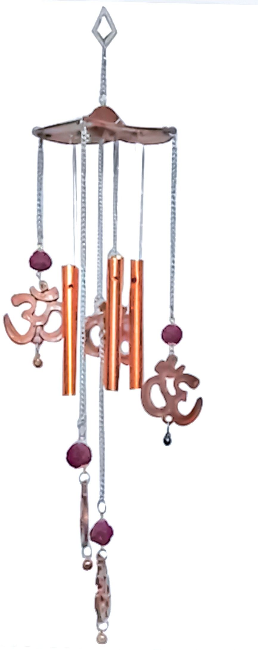 Pancham om rudraksh wind chime for home decoration and vastu wind chimes for good luck and positive energy in home ond office window balcony home indoor and outdoor.5 pip plastic and brass wind chimes Brass Windchime