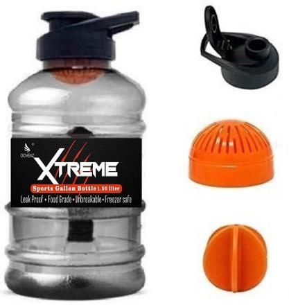 Gym Water Shaker Sports Gallon Bottle 1.5 L with Mixer Ball and Strainer 1500 ml Bottle