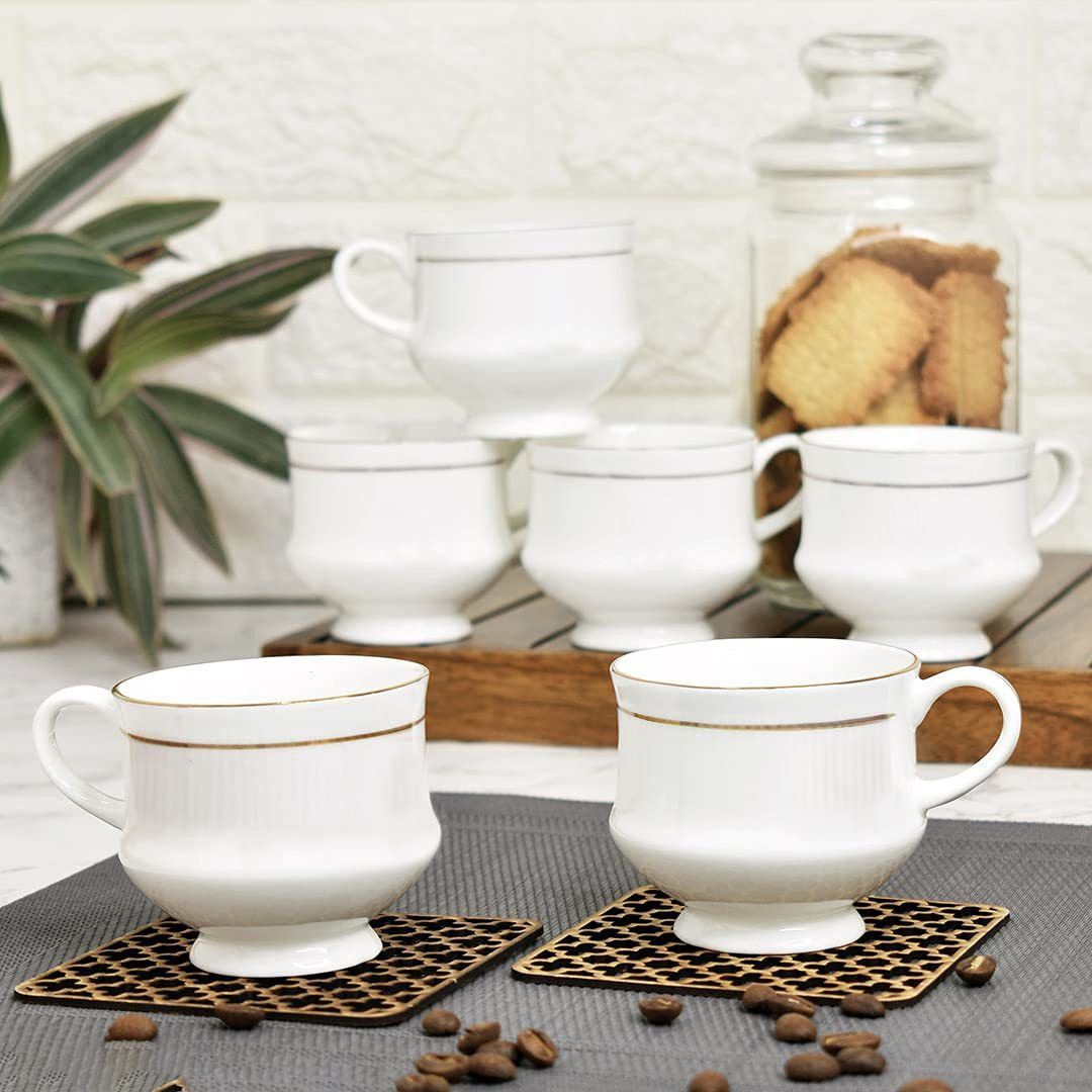 love unlimited Pack of 6 Ceramic Mona White Tea Cups Set of 6 | Coffee Mugs for Home Office-picture-28