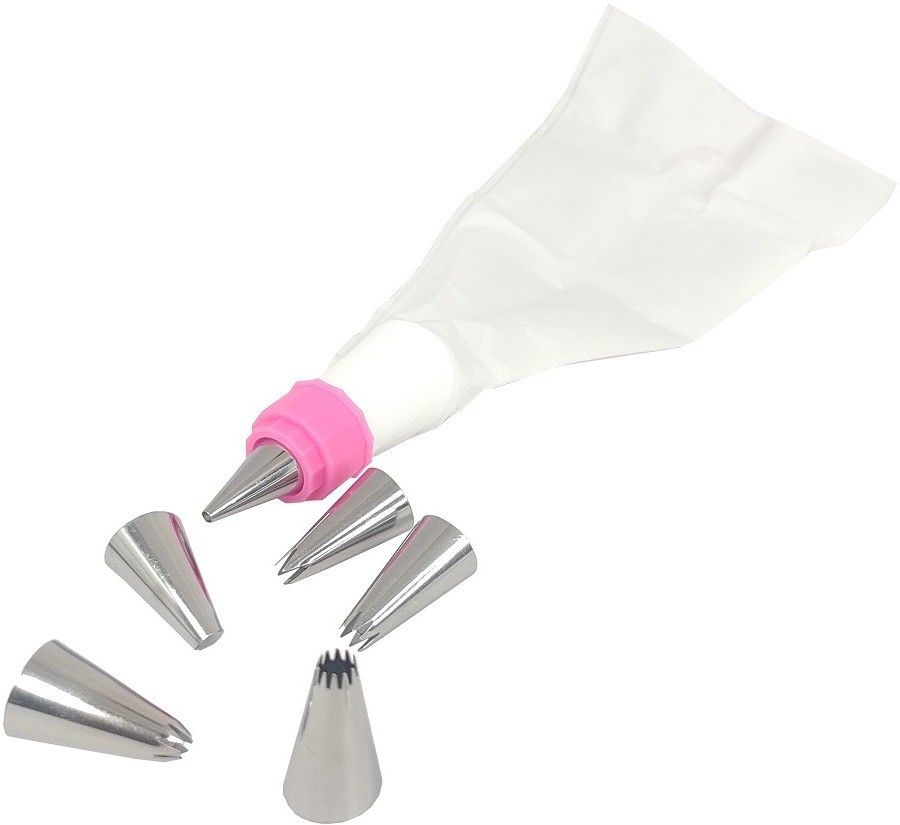 stylewell 6 Pcs Funnel Frosting Icing Cream Syringe Piping Bag Tips With Steel Nozzles Pastry Muffin Cookie Jelly Fruit Biscuit Dessert Cake Reusable And Washable Backing Decorating Kitchen Tool Set Steel Cake Server-picture-44