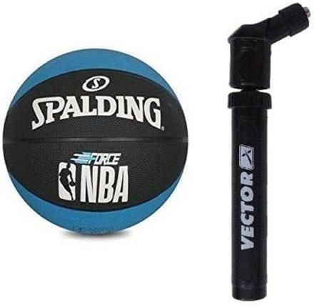 spalding Force NBA Blue Basketball Outdoor Indoor Training Ball Size 7 With Air Pump Basketball - Size: 7-picture-42