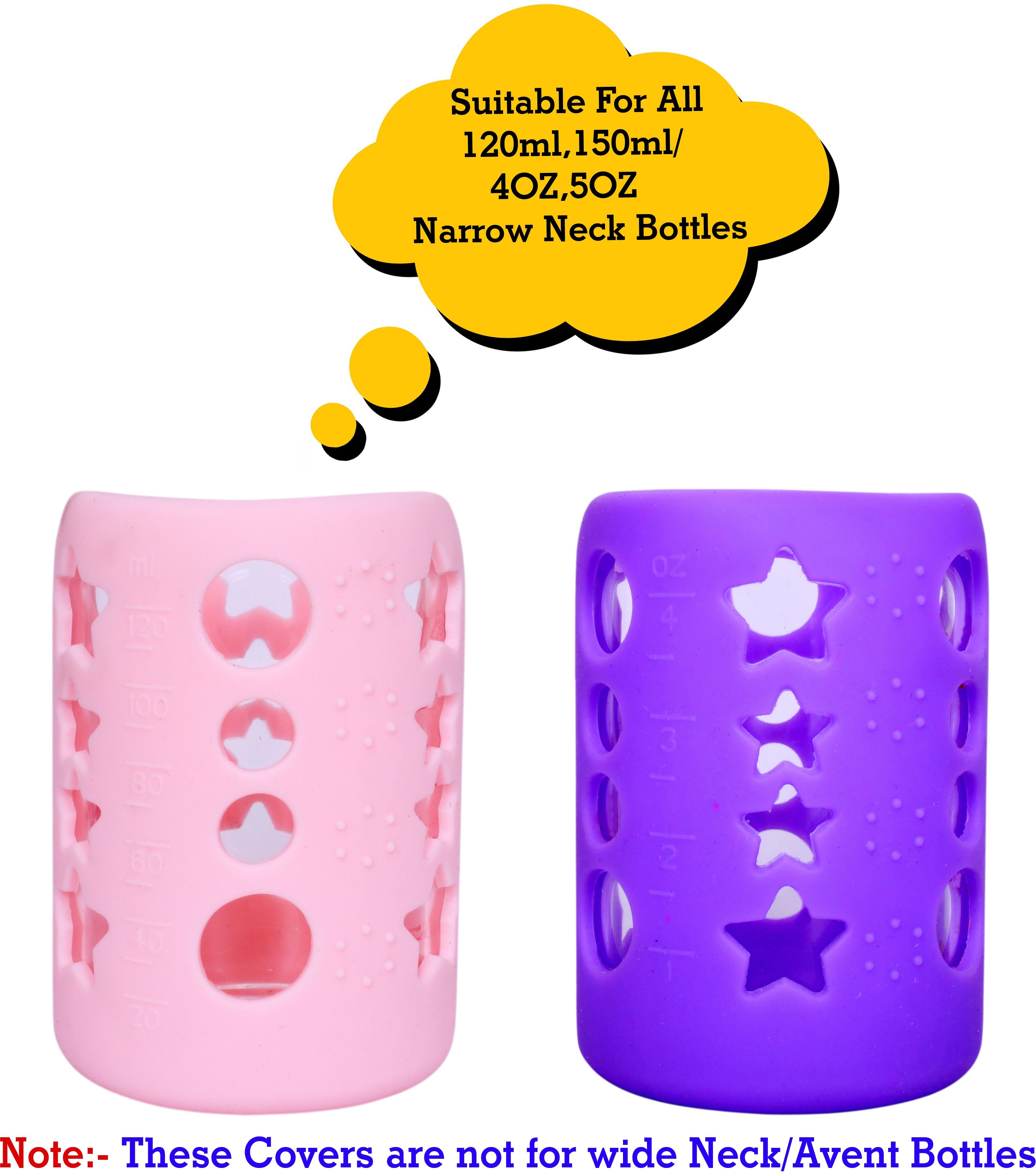the little lookers Baby Feeding Bottle Silicone Warmer Cover/Sleeve Holder/Insulated Protection for Newborns/Infants/Babies (Pack of 2) (Pink & Purple, 120 ML)-picture-24