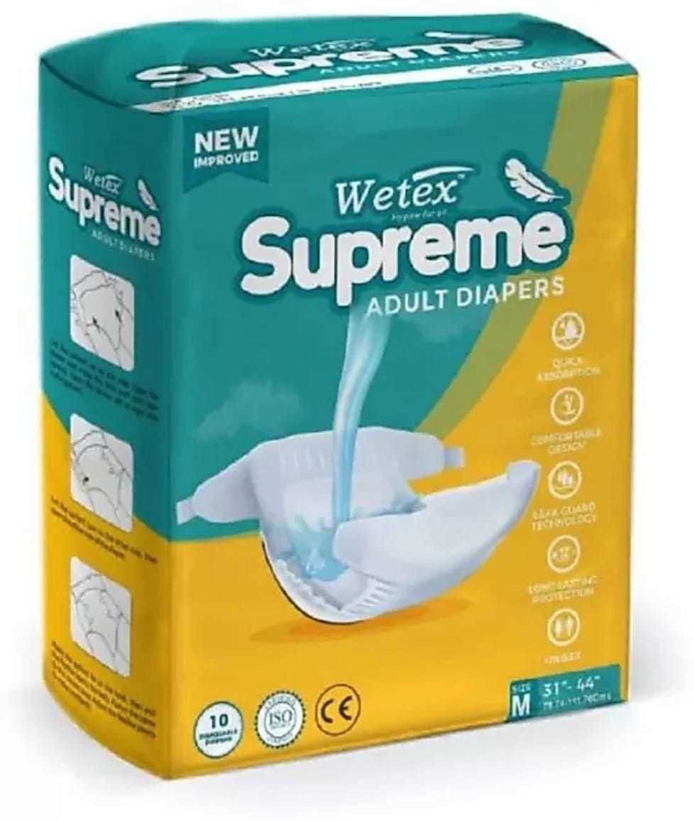 Supreme unisex adult diaper - Medium (10 pieces) Adult Diapers - M-image-2
