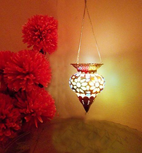 Mosaic Decorative Colorful Hanging Lamps Multicolor Glass Table Lantern