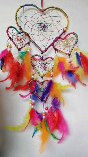 new lucky Multi Color Heart Shape Dream Catcher Wall Hanging Wool Dream Catcher Feather Dream Catcher-picture-47