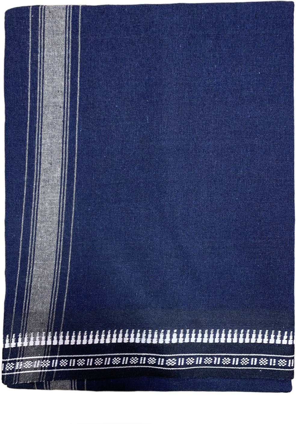 Prakasam Cotton Premium Quality Kerala Style Navy Thalapathi Border Single (1.28x2.00mtrs) Mens Solid Men Dhoti-picture-15