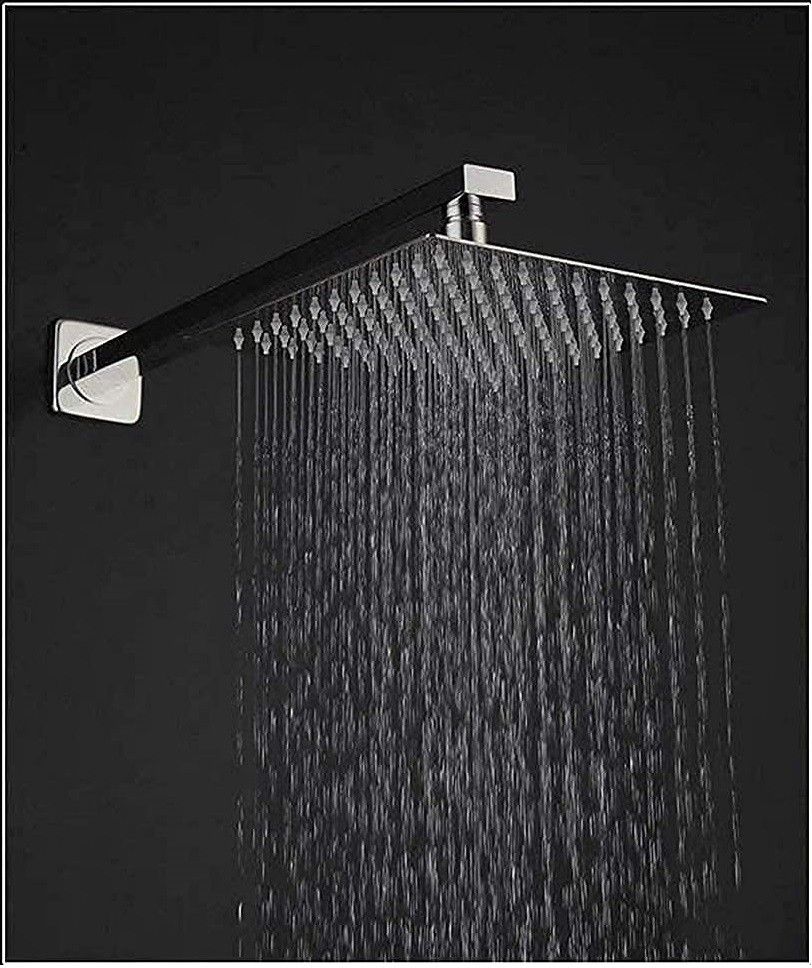 AMJ 8X8 (8") StainlessSteel UltraSlim Square Rain Shower Head with 18inch square arm Shower Set-image-36