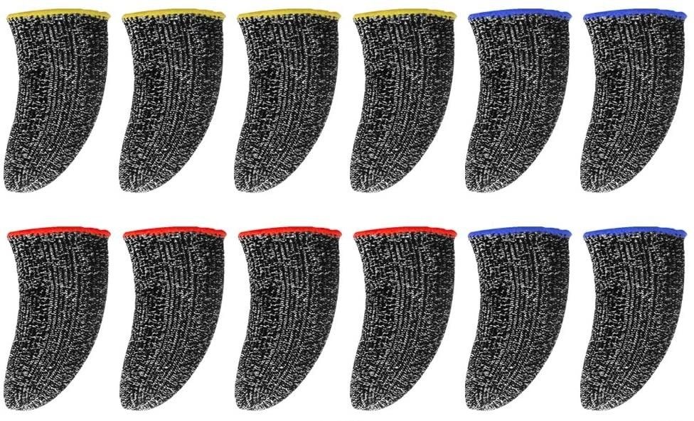 Thumb Sleeves & Finger Sleeve for Pubg Mobile Game 06 Pairs (12 pcs) Color Black Finger Sleeve