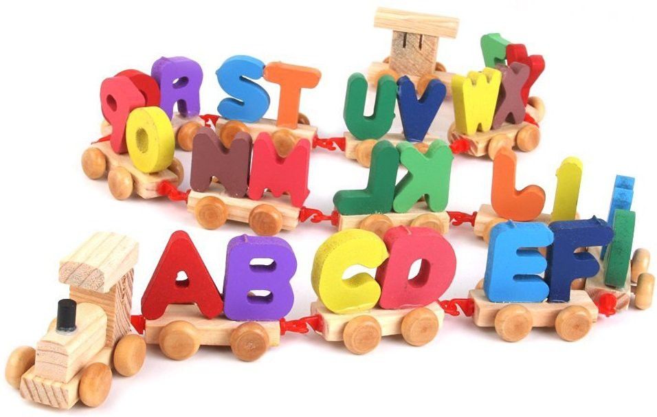 ilaviz Eco Friendly Indian Wooden Train Toy Set -Train Cars Digital Toy Set-Toy Train Sets for Kids Toddler Boys and Girls - Learning & Educational Toy - Vehicle Pattern A to Z Alphabet Incredible Finishing-picture-40