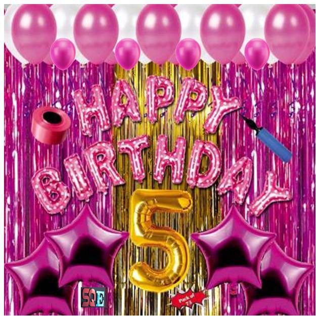 sqe Solid Fifth/5th happy birthday combo/kit pack material for party decorations (Pack of 73) Letter Balloon-picture-9
