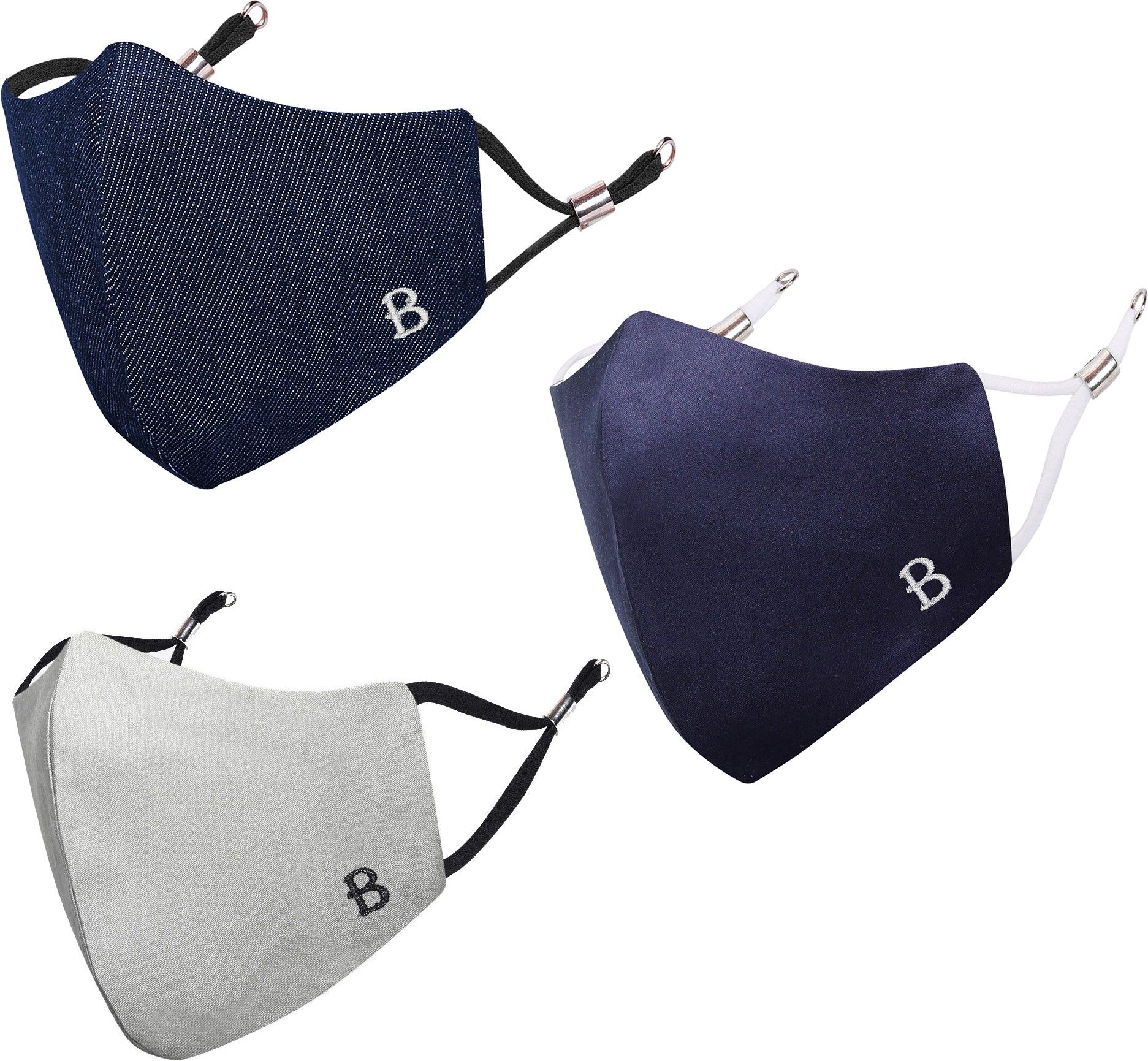 Anti-Pollution, Anti-Bacterial (BFE>99%) Alphabet 4 Layer Embroidered, Designer, Fashionable, Protective, 100% Cotton, N-95 Cloth Face Mask Combo for Unisex, Men, Women, Boys, Girls with Size Adjustable Ear Loops Alphabet_Combo_B Reusable, Washable Cloth Mask-image-16