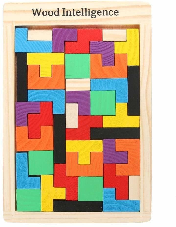 Wooden Tetris Russian Block Jigsaw Puzzle Toy (Multicolor)-image-2
