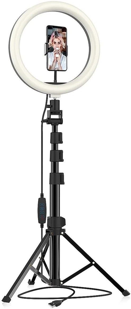 Wrapo 10-inch Camera LED Ring Light with Tripod Stand and Phone Holders Compatible with All Smartphones for Streaming, Makeup, Selfie Photography Tripod Kit-image-39