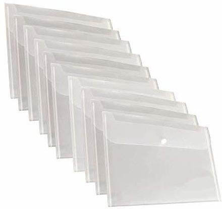 Plastic A4 Document File Bag, Transparent Envelope Holder Storage Case, Snap Button Organizer, My Clear Plastic Container - Pack of 10-image-3