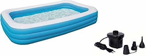 PREMIUM (10EET VIREX USA *10) JUMBO PREMIUM 10 FEETS LENGTH AND 6 FEETS WIDTH ,3 LAYERS FULL FAMILY SIZE RECTANGULAR WATER BATH SWIMMING POOL FOR KIDS AND ADULTS WITH DRAINAGE VALVE AT THE BOTTOM. BEST SELLER ,PEOPLE CHOICE 10FEETS JUMBO FAMILY WATER SWIMMING POOL FOR ALL AGE GROUP FAMILY MEMBERS. Inflatable Swimming Pool WITH electric air pump (Blue) Inflatable Swimming Pool, Inflatable Toy Pump (Blue) Inflatable Swimming Pool, Inflatable Toy Pump-image-18