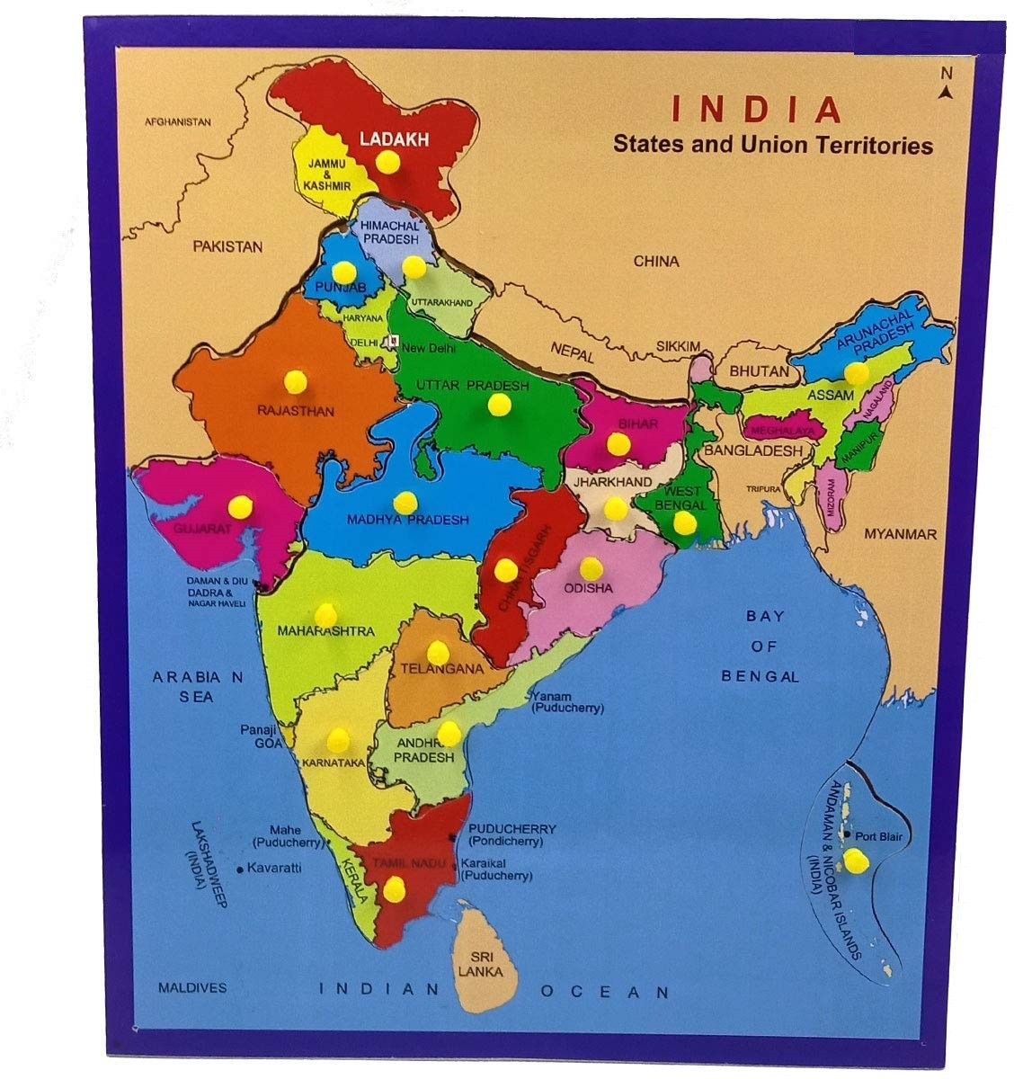 ashmi Wooden Large Premium Map of India Jigsaw Puzzle with State For Knowledge & Learning Aids, Board Game Best Gift For Kids and home office decor Age 5+-picture-19