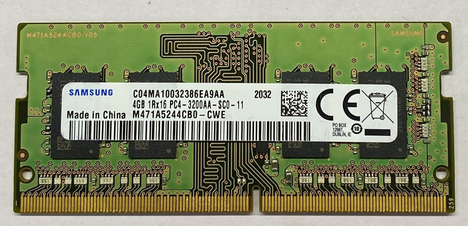 SAMSUNG PC4-3200AA 1RX16 ,SODIMM LAPTOP MEMORY DDR4 4 GB (Single Channel) Laptop (M471A5244CB0-CWE) image 1