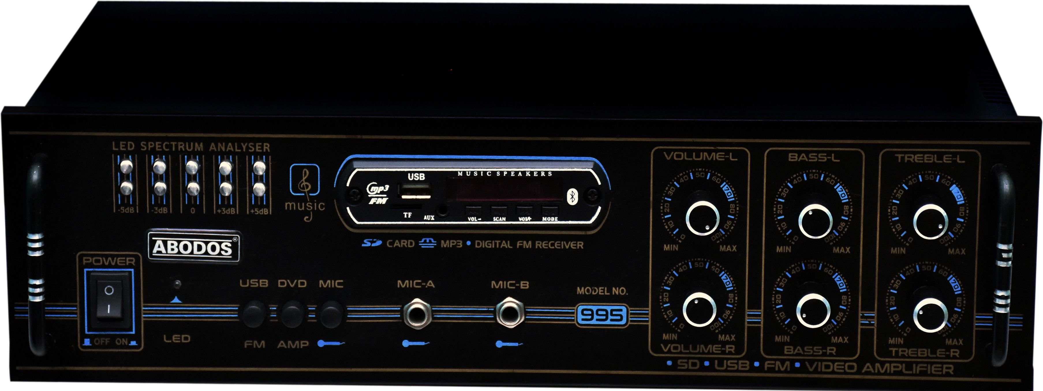 M.NO.-995 High Quality 8Transistor 4Channel Stereo Power Amplifier with Big LED Display And LED Spectrum Analyser /Bluetooth/Recording /MIC Input/USB/SD Card Slot/FM Radio/AUX Input/Remote Control & Built-in Equalizer with Bass, Treble & Balance Control 500 W AV Power Amplifier (Black) 500 W AV Power Amplifier-image-32