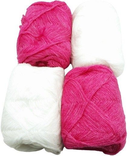m h n creation SUPER SOFT ORIGINAL 3 PLY KNITTING WOOL PINK WHITE ( SET OF 4 )-picture-10