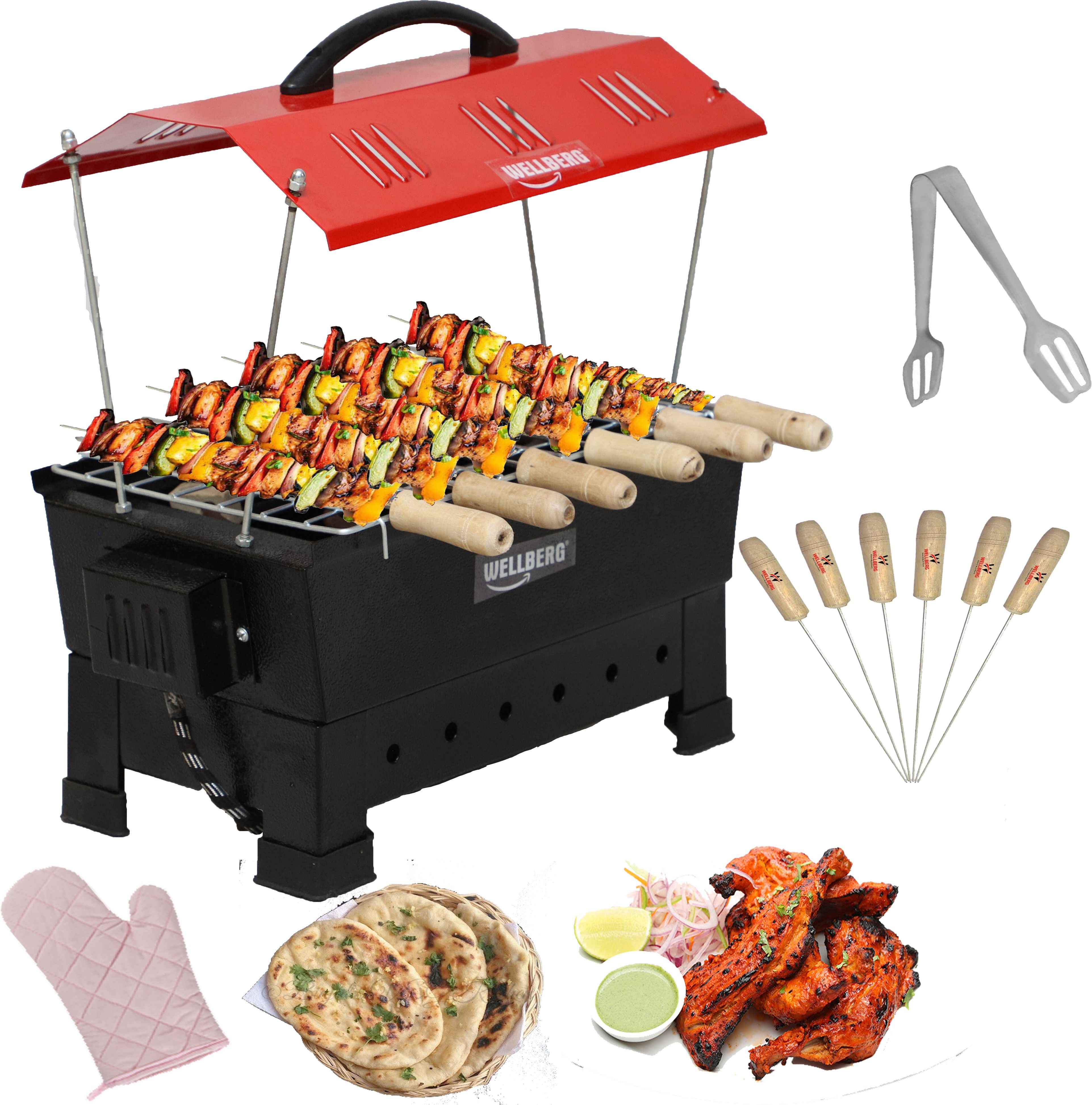 wellberg Electric & Non Electric Barbecue Grill & Tandoor Set (Red), Toaster Barbeque Grill Electric Grill Electric Tandoor Electric Tandoor-picture-10