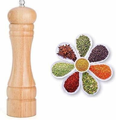 Wooden Manual Salt Pepper Grinder Crusher Mill Shaker with Ceramic Rotor 8 Inch Wooden Traditional Pepper Mill-image-18