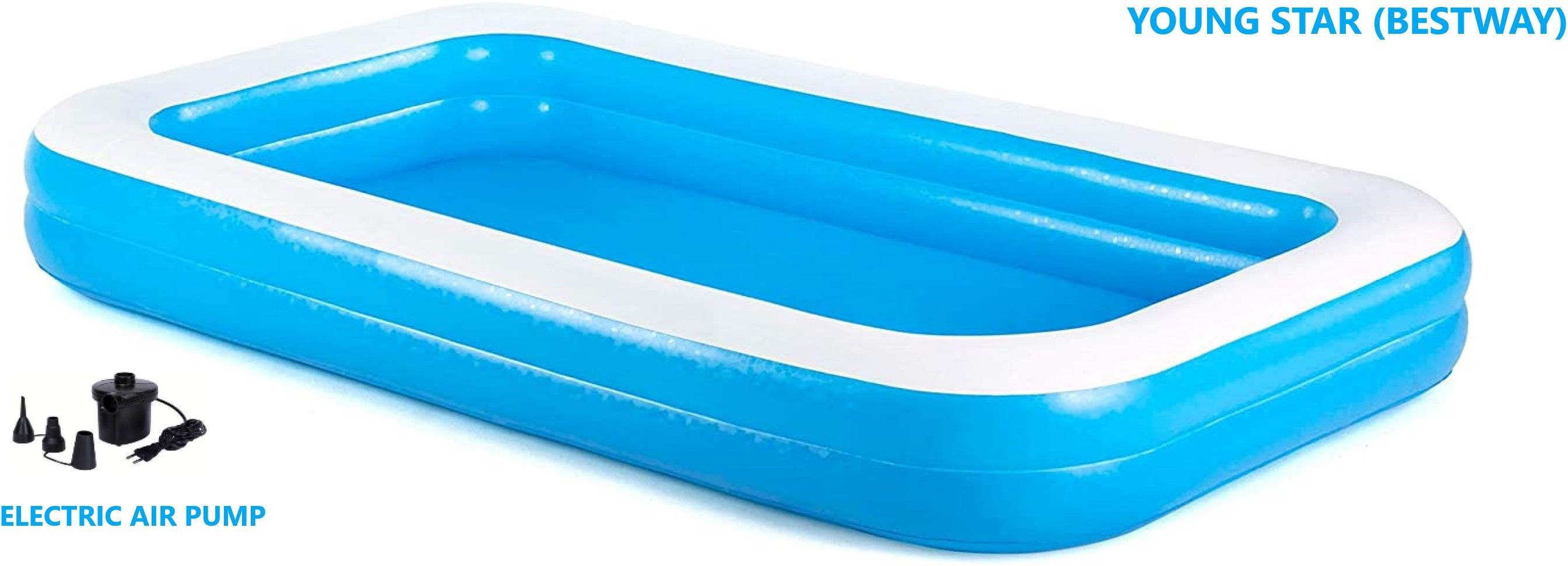 PREMIUM (10EET VIREX USA *12) JUMBO PREMIUM 10 FEETS LENGTH AND 6 FEETS WIDTH ,3 LAYERS FULL FAMILY SIZE RECTANGULAR WATER BATH SWIMMING POOL FOR KIDS AND ADULTS WITH DRAINAGE VALVE AT THE BOTTOM. BEST SELLER ,PEOPLE CHOICE 10FEETS JUMBO FAMILY WATER SWIMMING POOL FOR ALL AGE GROUP FAMILY MEMBERS. Inflatable Swimming Pool WITH electric air pump (Blue) Inflatable Swimming Pool, Inflatable Toy Pump (Blue) Inflatable Swimming Pool, Inflatable Toy Pump-image-16