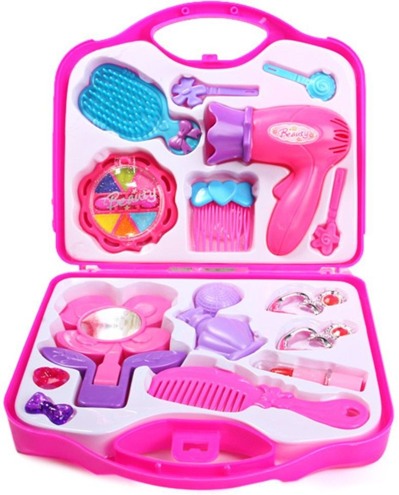 Fashion Girl Beauty Set Makeup Toy with Mirror Hairdryer & Styling Accessories, Girl Toys makeup kit