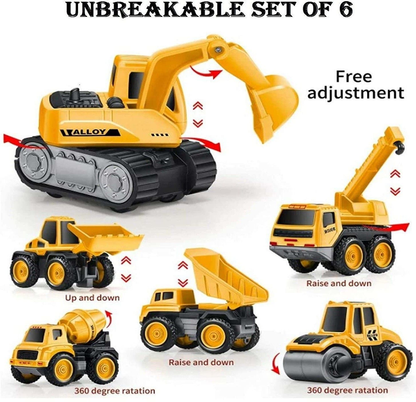 Unbreakable Engineering Automobile Construction Car Toys Set for Children Kids Crane Excavator Road Roller Forklift Mixer Truck Transporter Truck Machine Construction Toys-image-26
