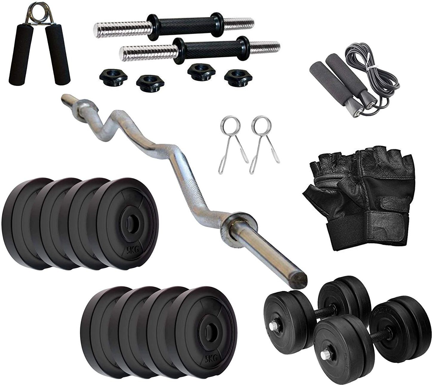 sbr sports 1.8928 kg 20KG ADJUSTABLE DUMBBELL SET WITH 3 FEET 19MM CURL ROD Home Gym Combo-picture-25