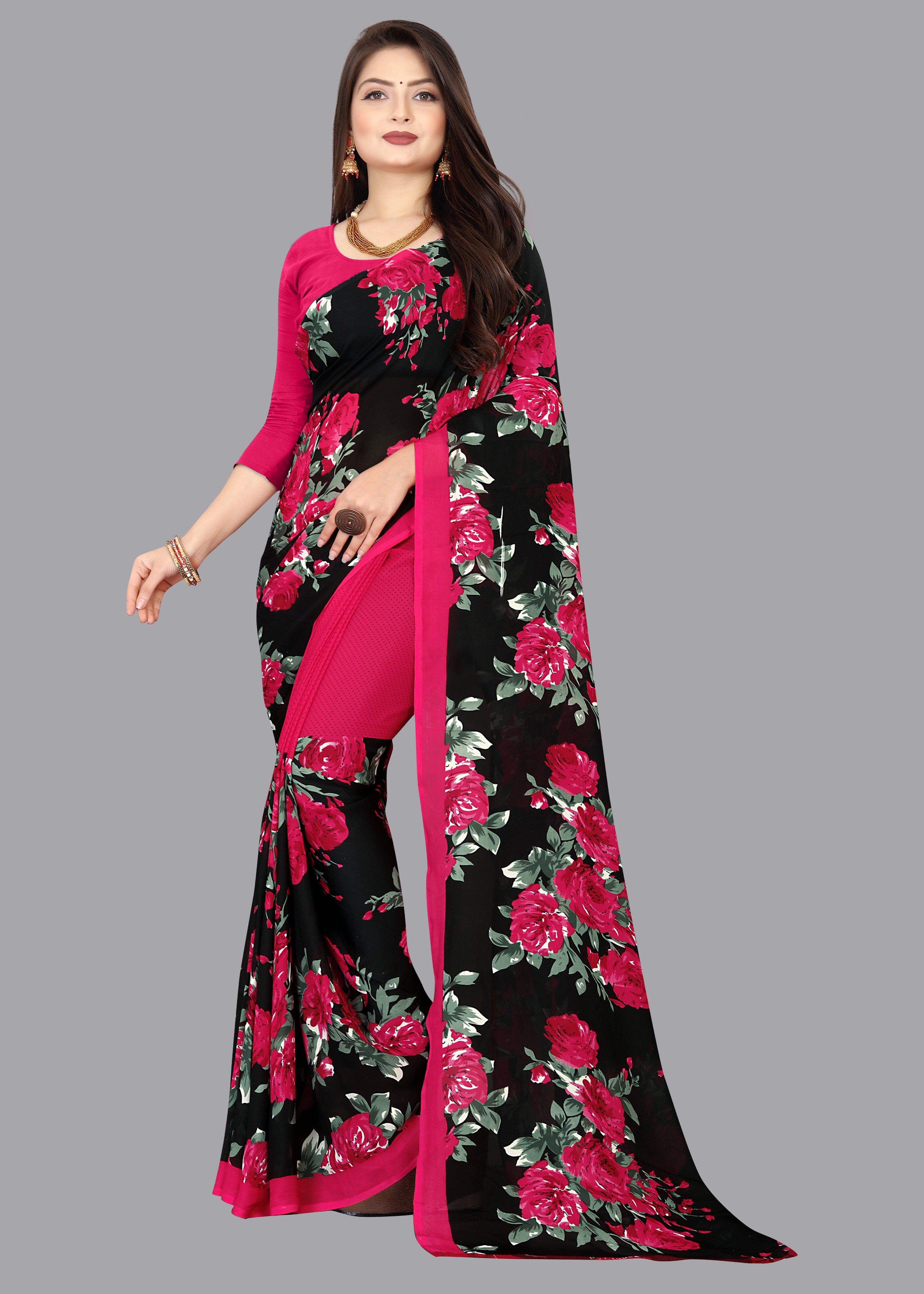 kashvi sarees Printed Daily Wear Georgette Saree-picture-16