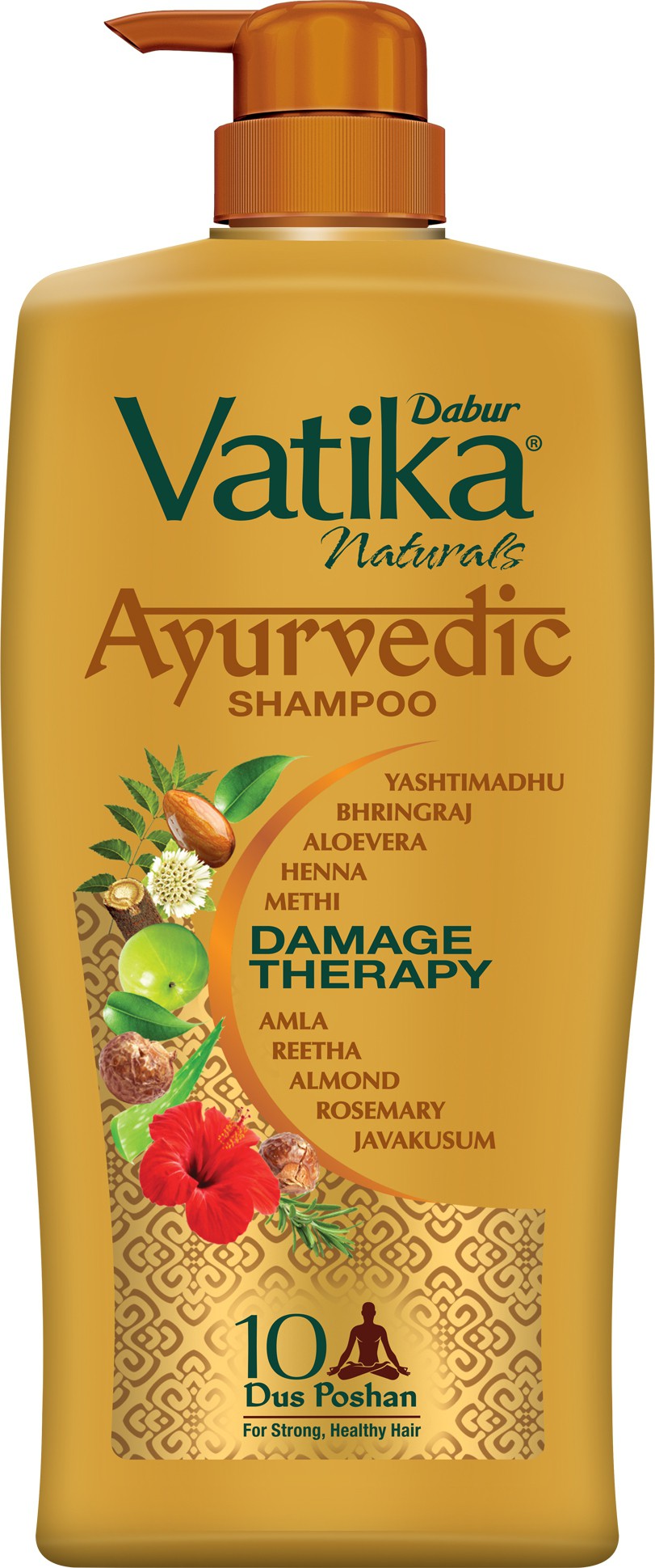 Dabur Vatika Ayurvedic Shampoo Damage Therapy No Parabens