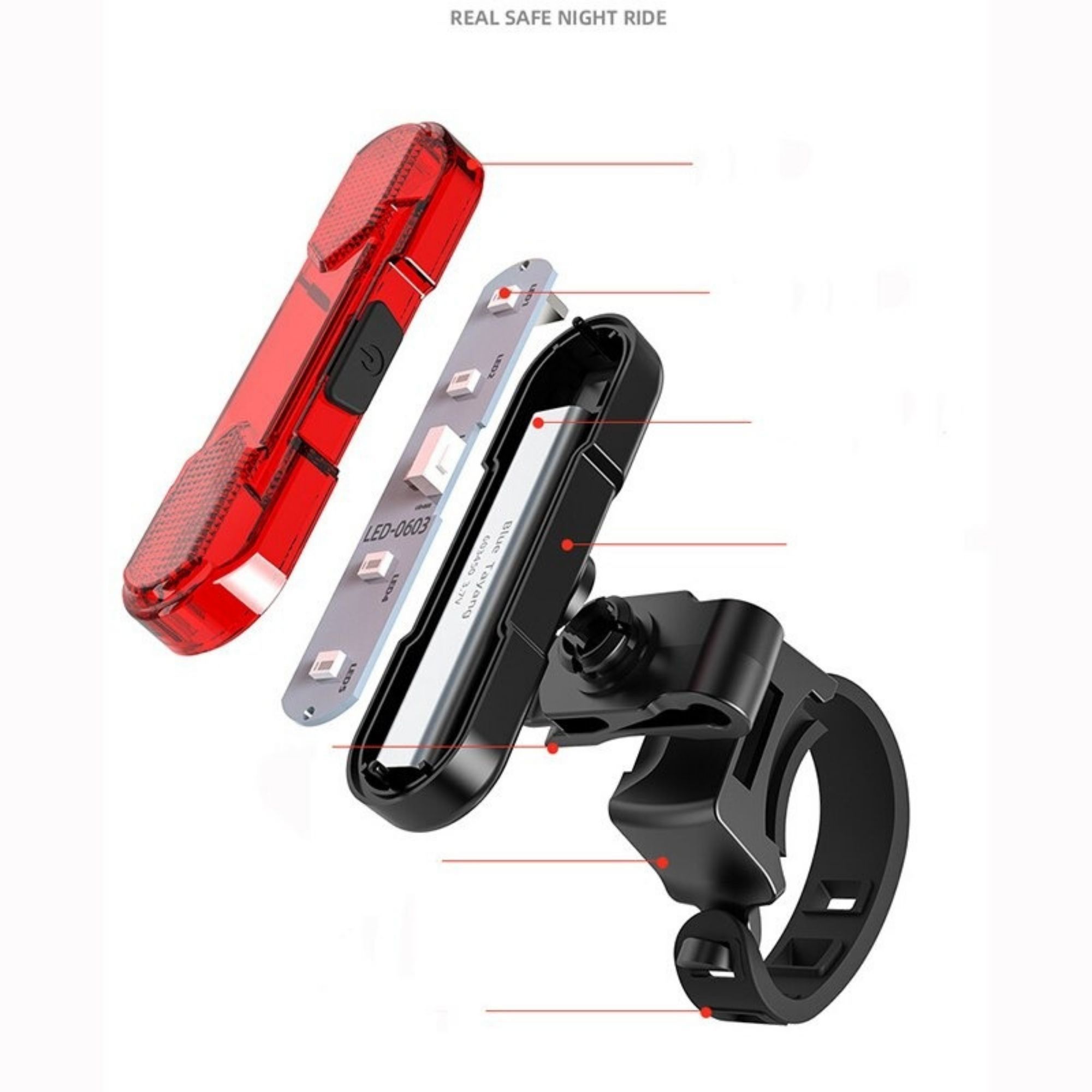 USB Rechargeable Bike / Bicycle Tail Lights, Bright LED Rear Light, 4 Light Modes LED Rear Break Light-image-24