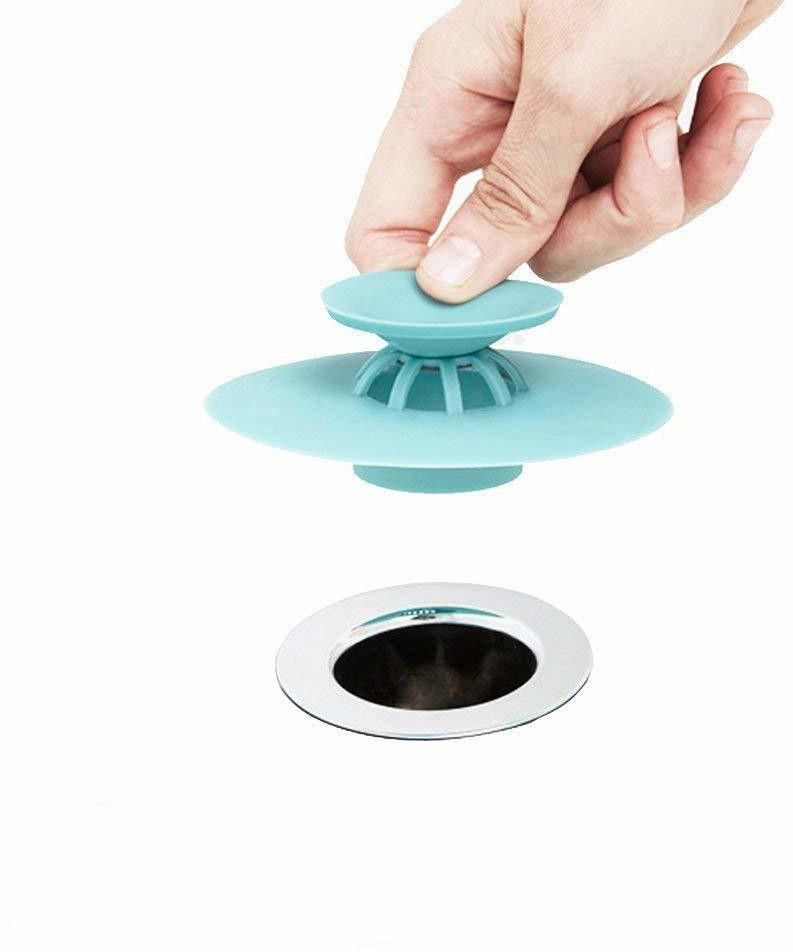 2-in-1 Silicone Sewer Sink Sealer Cover Drainer Stopper with Hair Catcher Hair Wash Basin