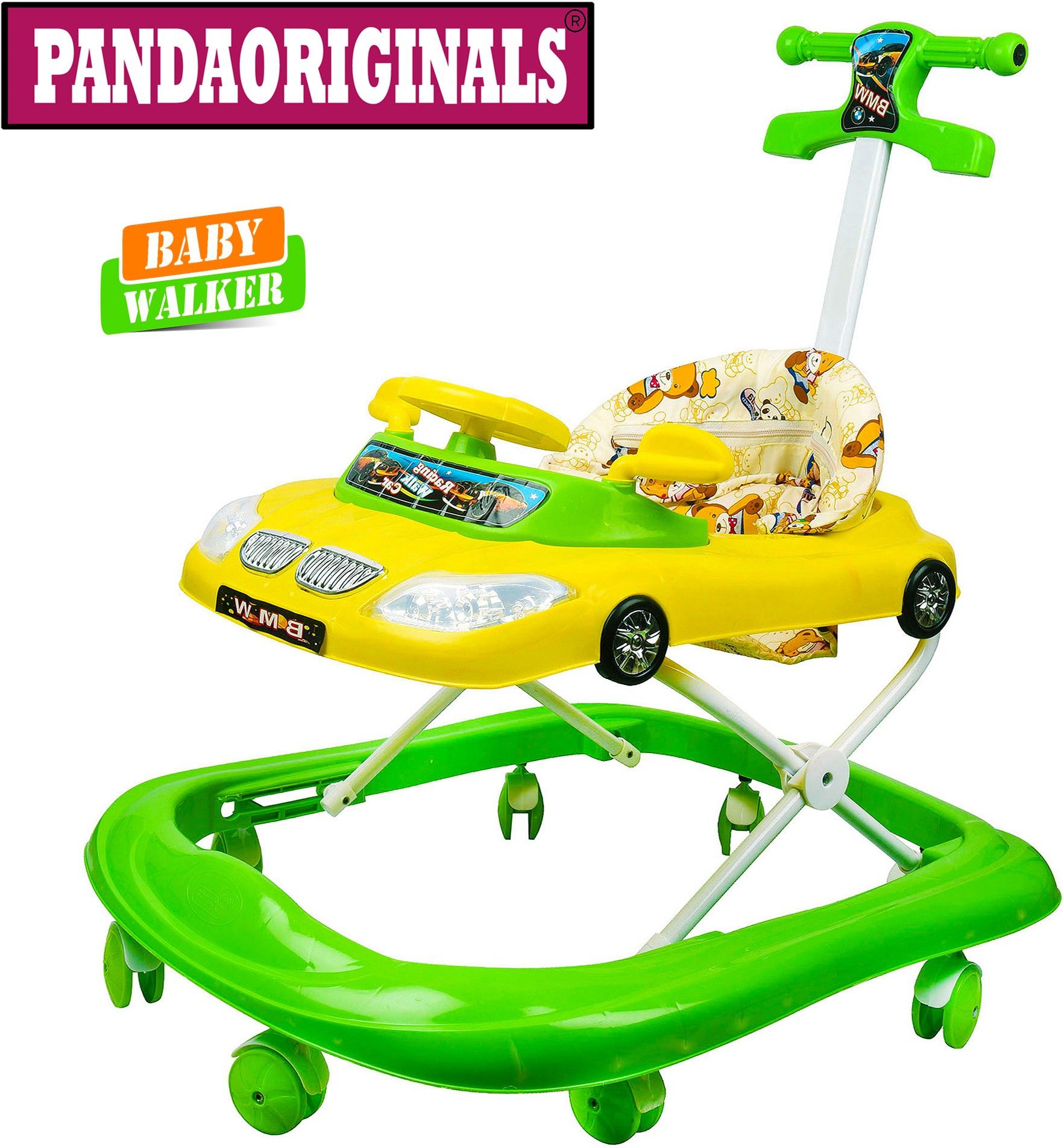 music and lights bmw green Pram