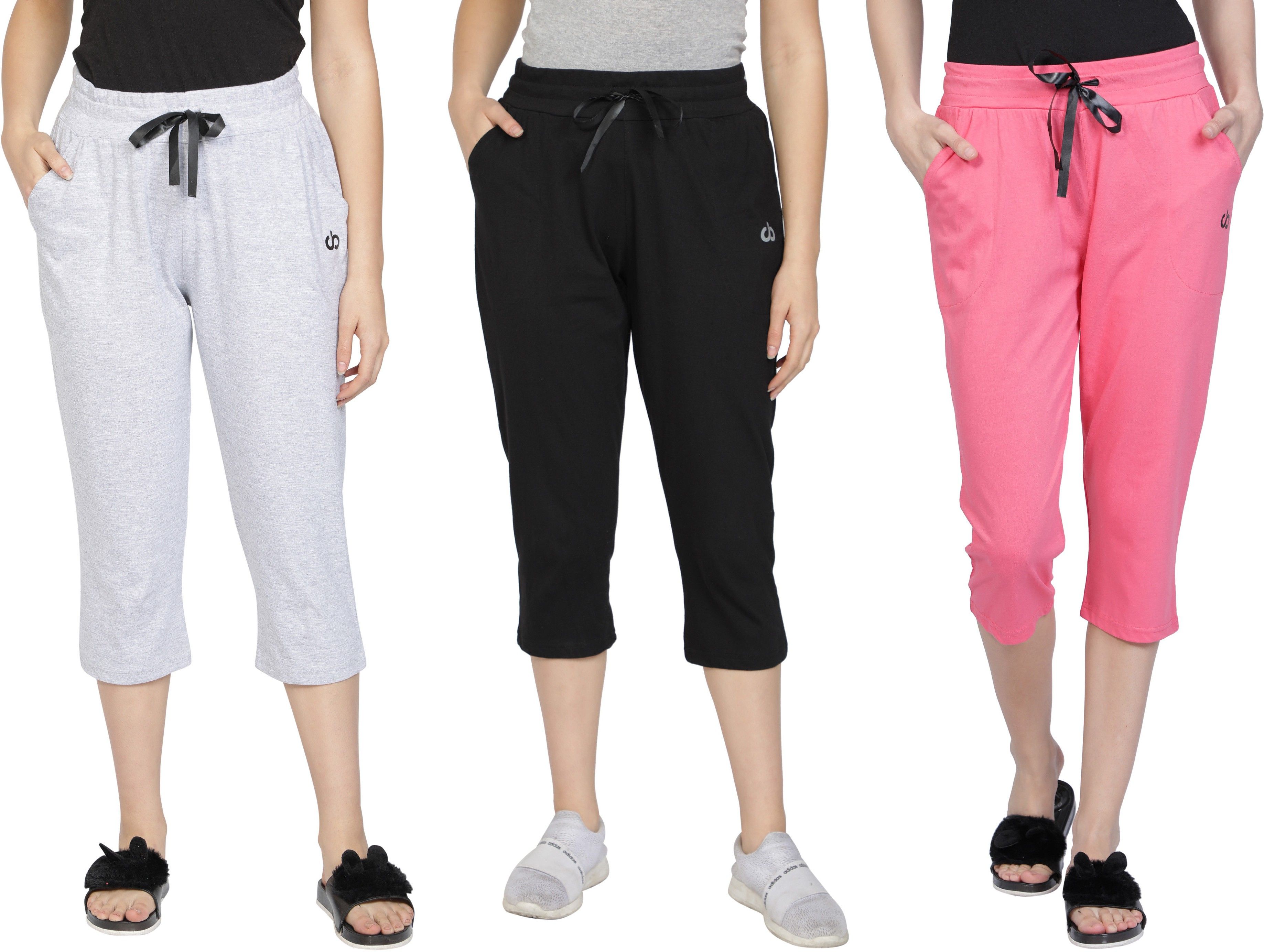 club a9 Women Grey, Black, Pink Capri-picture-26