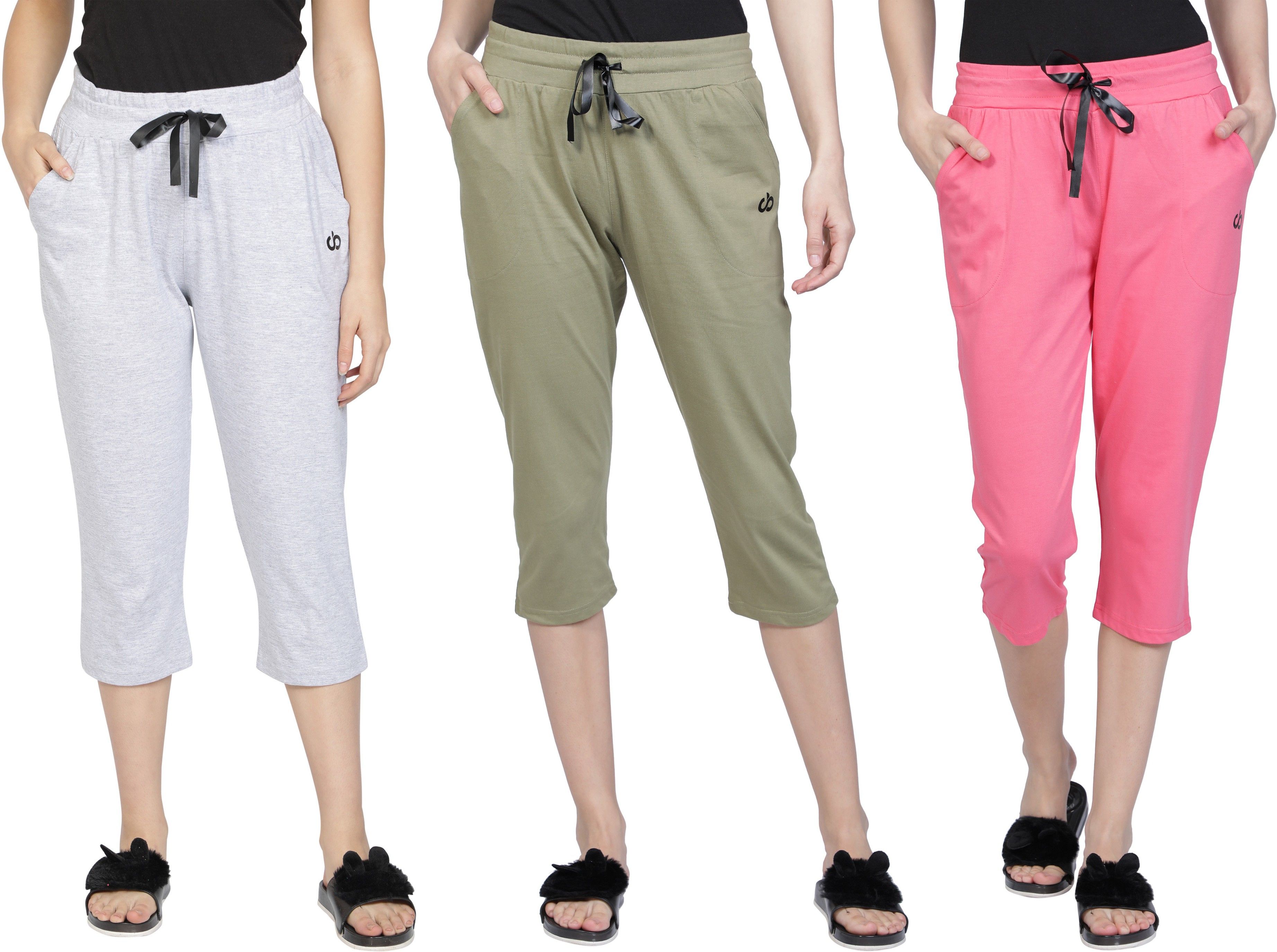 club a9 Women Grey, Green, Pink Capri-picture-31