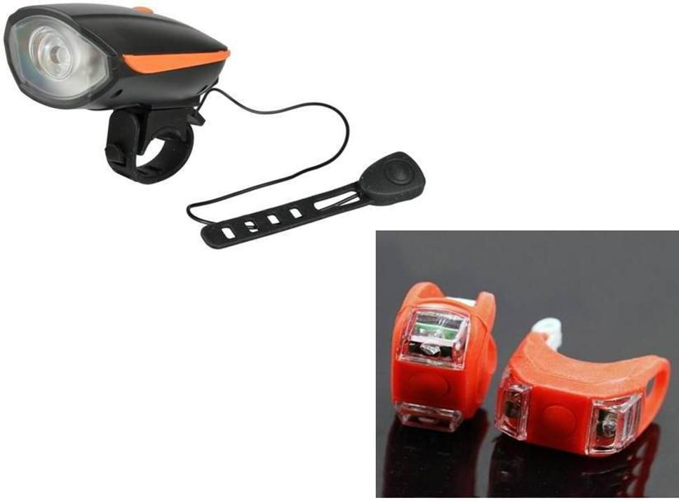 Bicycle USB 3 Mode Light 250 LM & Horn with Pair of Red Blinker 3 Mode Light Set LED Front Rear Light Combo-image-4
