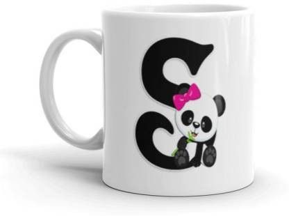 S Letter Alphabet Panda Printed Ceramic Coffee Gift Ceramic Coffee Mug-image-9
