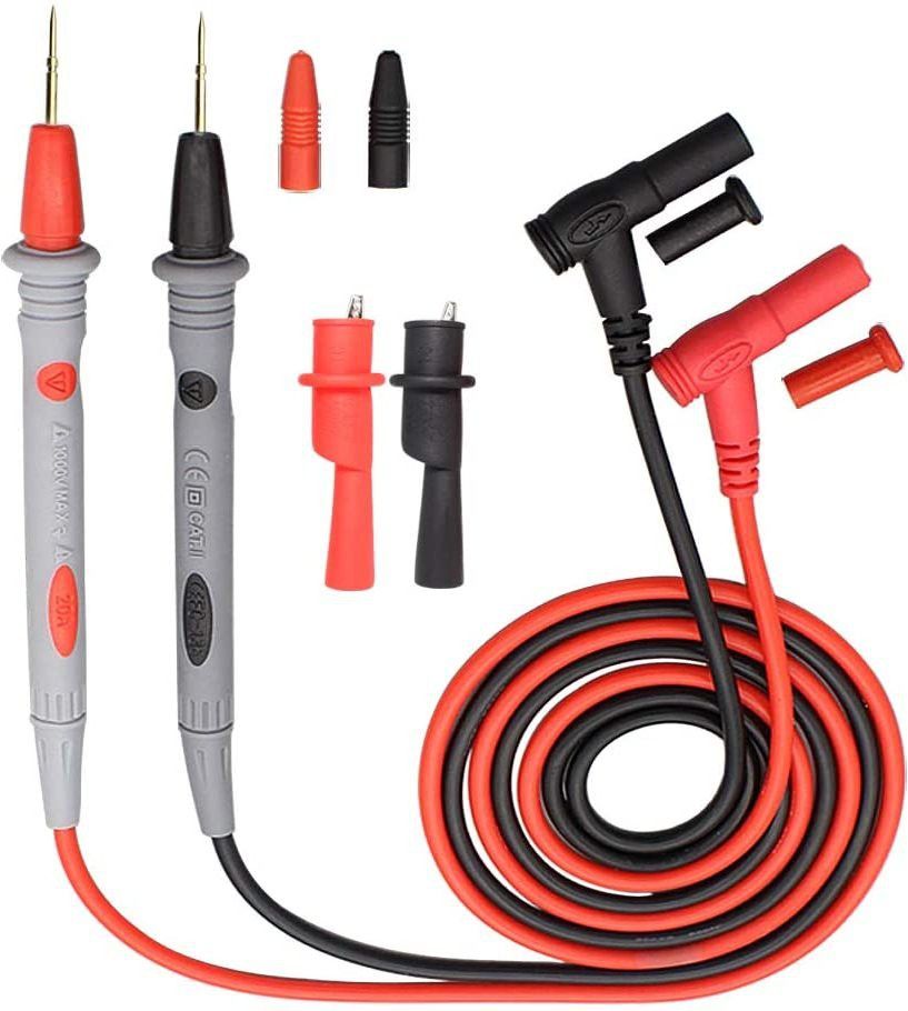 Multimeter Test Leads Kit with Alligator Clips and Plunger Test Wire, Silicone Material Resistant to high Temperature and Low Temperature, Hooks Test Probes 1000V 20A CAT III, Pointed Digital Multimeter