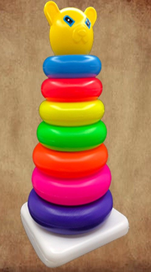 jmv 7 Ring Colorful Teddy Rings with Smiley Stacking Play Set Toy for Kids-picture-28